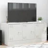 Image de vidaXL Meuble TV blanc 99x39x44 cm acier