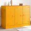 Image de vidaXL Buffet jaune moutarde 99x39x73 cm acier