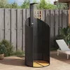 Image de vidaXL Douche d'extÃ©rieur noir 100x100x241,5 cm poly rotin bois acacia