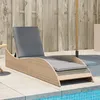 Image de Vidaxl Chaise Longue Avec Coussin Beige 60x205x73 Cm RÃ©sine TressÃ©e