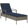 Image de Vidaxl Chaise Longue Avec Coussin Gris 63 X 200 X 81 Cm RÃ©sine TressÃ©e (Ãtats-Unis Uniquement)