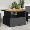 Image de Vidaxl Table De Jardin Noir 110x110x71cm RÃ©sine TressÃ©e Et Bois Acacia