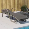 Image de Vidaxl Chaise Longue Avec Coussin Gris 60x199x42 Cm RÃ©sine TressÃ©e