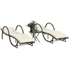 Image de Vidaxl Chaises Longues Lot De 2 Avec Table Marron RÃ©sine TressÃ©e