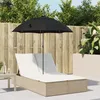 Image de Vidaxl Chaise Longue Double Avec Coussins Et Parasol Beige Poly Rotin