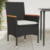 Image de Vidaxl Chaises De Jardin Avec Coussins 2 Pcs Noir RÃ©sine TressÃ©e