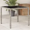 Image de Vidaxl Table De Jardin Avec Dessus En Verre Gris Clair RÃ©sine TressÃ©e