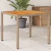 Image de Vidaxl Table De Jardin Beige 90x90x75 Cm RÃ©sine TressÃ©e Et Bois Acacia
