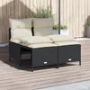 Image de Vidaxl Salon De Jardin 4 Pcs Avec Coussins Noir RÃ©sine TressÃ©e
