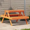 Image de Vidaxl Table De Pique-Nique Cire Marron 105x134x75 Cm Bois Massif Pin