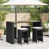 Image de Vidaxl Tabourets De Bar De Jardin Et Coussins Lot De 4 RÃ©sine TressÃ©e