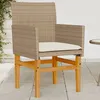 Image de Vidaxl Chaises De Jardin Coussins Lot De 2 Beige RÃ©sine TressÃ©e Bois