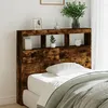 Image de Vidaxl Armoire TÃªte De Lit Avec Led ChÃªne FumÃ© 120x17x102 Cm