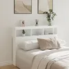 Image de TÃªte de lit avec rangements LED 140x17x102 cm blanc bois contreplaquÃ©