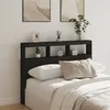 Image de vidaXL Armoire tÃªte de lit avec LED noir 140x17x102 cm