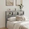 Image de vidaXL Armoire tÃªte de lit avec LED gris bÃ©ton 140x17x102 cm