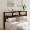 Image de Vidaxl Armoire TÃªte De Lit Avec Led ChÃªne FumÃ© 180x17x102 Cm