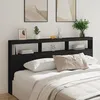 Image de vidaXL Armoire tÃªte de lit avec LED noir 200x17x102 cm
