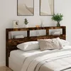 Image de Vidaxl Armoire TÃªte De Lit Avec Led ChÃªne FumÃ© 200x17x102 Cm
