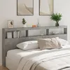 Image de vidaXL Armoire tÃªte de lit avec LED gris bÃ©ton 220x17x102 cm