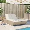 Image de Vidaxl Chaise Longue Double Avec Coussins Beige RÃ©sine TressÃ©e