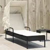 Image de Vidaxl Chaise Longue Avec Auvent Noir RÃ©sine TressÃ©e