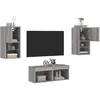 Image de vidaXL Meuble TV mural 4 pcs avec lumiÃ¨res LED sonoma gris