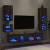 Image de vidaXL UnitÃ©s murales TV avec LED 8 pcs chÃªne fumÃ© bois d'ingÃ©nierie