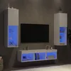 Image de vidaXL UnitÃ©s murales TV avec LED 5 pcs blanc bois d'ingÃ©nierie