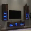 Image de Vidaxl UnitÃ©s Murales Tv Avec Led 5 Pcs ChÃªne FumÃ© Bois D'ingÃ©nierie