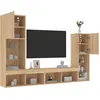 Image de Vidaxl UnitÃ©s Murales Tv Avec Led 4 Pcs ChÃªne Sonoma Bois D'ingÃ©nierie