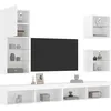 Image de vidaXL UnitÃ©s murales TV avec LED 5 pcs blanc bois d'ingÃ©nierie