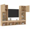 Image de vidaXL UnitÃ©s murales TV avec LED 5 pcs chÃªne sonoma bois d'ingÃ©nierie