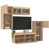 Image de vidaXL UnitÃ©s murales TV avec LED 5 pcs chÃªne sonoma bois d'ingÃ©nierie