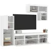 Image de vidaXL UnitÃ©s murales TV avec LED 6 pcs blanc bois d'ingÃ©nierie