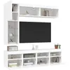 Image de vidaXL Ensemble de meubles TV muraux 7 pcs avec lumiÃ¨res LED blanc