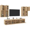Image de Vidaxl Ensemble De Meubles Tv Muraux 7pcs Et LumiÃ¨res Led ChÃªne Sonoma