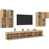 Image de Vidaxl Ensemble De Meubles Tv Muraux 7pcs Et LumiÃ¨res Led ChÃªne Sonoma