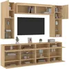 Image de Vidaxl Ensemble De Meubles Tv Muraux 6pcs Et LumiÃ¨res Led ChÃªne Sonoma
