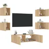 Image de Vidaxl Meuble Tv Muraux 5 Pcs Avec LumiÃ¨res Led ChÃªne Sonoma