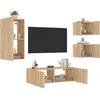 Image de Vidaxl Meuble Tv Muraux 4 Pcs Avec LumiÃ¨res Led ChÃªne Sonoma