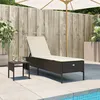 Image de Vidaxl Chaise Longue Avec Table Et Coussin Marron RÃ©sine TressÃ©e