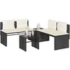 Image de Vidaxl Salon De Jardin 4 Pcs Avec Coussins Noir RÃ©sine TressÃ©e
