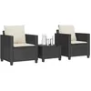 Image de Vidaxl Ensemble De Bistro 3 Pcs Avec Coussins Noir RÃ©sine TressÃ©e
