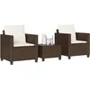 Image de Vidaxl Ensemble De Bistro 3 Pcs Avec Coussins Marron RÃ©sine TressÃ©e