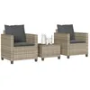 Image de Vidaxl Ensemble De Bistro 3 Pcs Et Coussins Gris Clair RÃ©sine TressÃ©e
