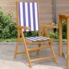 Image de Vidaxl Chaises De Jardin Lot De 2 Bleu/Blanc Bois Acacia Massif Tissu