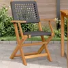 Image de Vidaxl Chaises De Jardin Lot De 2 Noir Bois Massif D'acacia Et Rotin