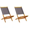 Image de Vidaxl Chaises De Jardin Lot De 2 Anthracite Bois Acacia Massif Tissu