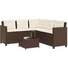 Image de Vidaxl CanapÃ© De Jardin Avec Table Et Coussins En Forme De L Marron